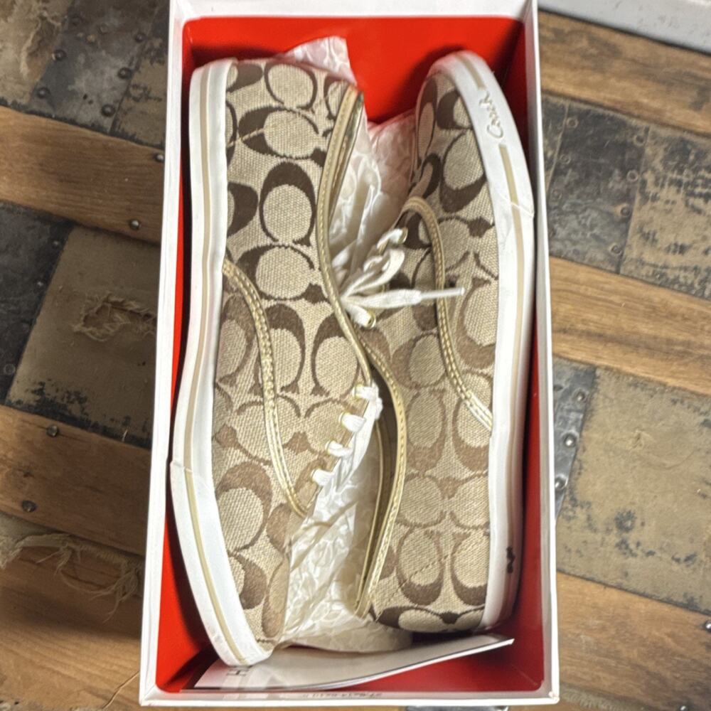 Coach Signature Canvas Logo Beige Brown Women's Flats Comfort Size 7.5B - Picture 4 of 4